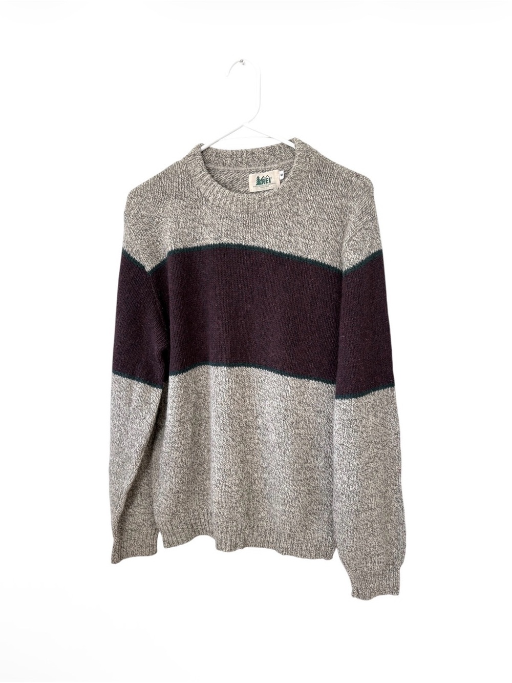 REI 90s Men's Heather Gray Wool Crewneck Sweater